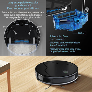 Aspirateur robot 32,5 cm 2 en 1 Contrôle par application Anti-collision intelligent Robot balayeur avec planification de trajectoire